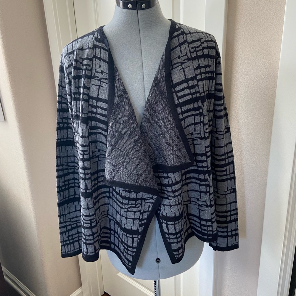 Calvin Klein Open Cardigan, Black & Gray, Size S